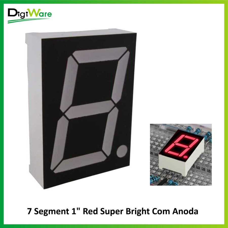 MERAH LED 7 Segment Red 1 นิ้ว Super Bright Com Anoda