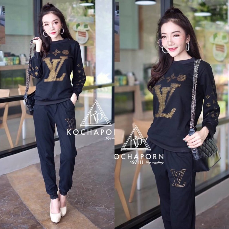 PP4971 Set เสื้อ+กางเกงพิมพ์ลายสัญลักษ์ LV