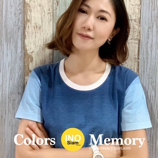 เสื้อยืดพิมพ์ลายมัดย้อมไล่สี สีฟ้า