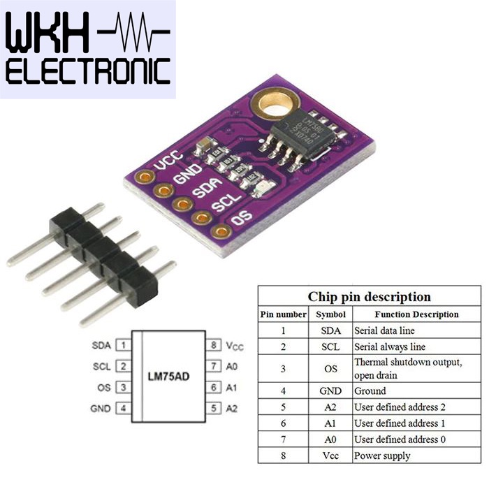 LM75A เซ็นเซอร์อุณหภูมิ I2C เซ็นเซอร์อุณหภูมิความแม่นยํา LM75 LM 75 โมดูล