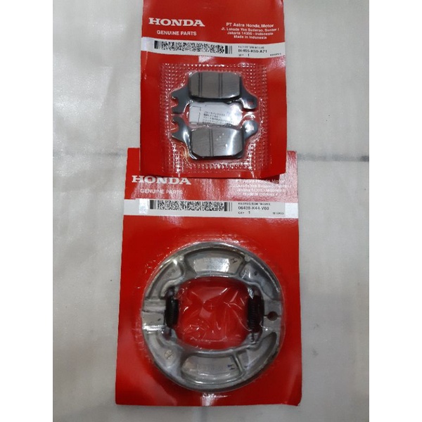 Original ผ้าเบรคหน้าและหลังสําหรับ Honda Genio-Vario 125-150-160 เนื้อหา 2 ชิ้น 06455-K59-A71 + 0643