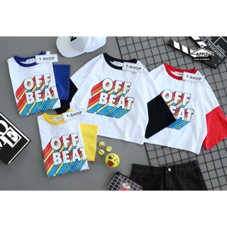 เสื้อครอป ลายOFF BEAT คอตตอน