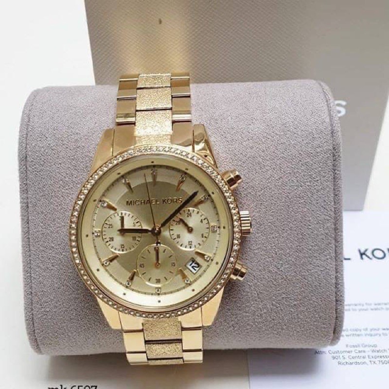 นาฬิกา Michael Kors MK6597 Ritz Chronograph Gold-Tone Stainless Steel Watch