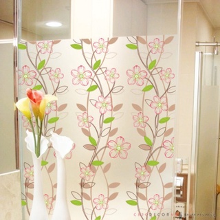 สติ๊กเกอร์ฝ้าติดกระจก EW-011 ดอกไม้ริ้ว กว้าง 100 cm