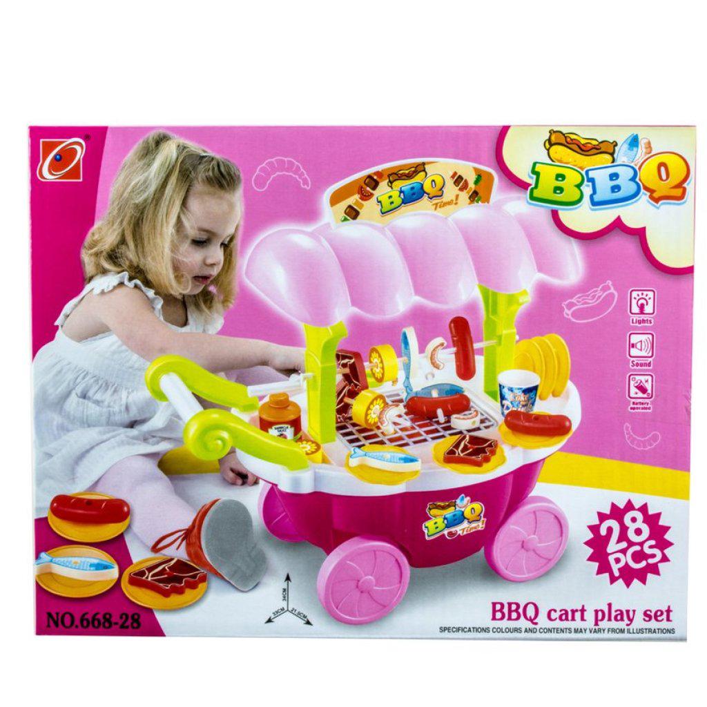 share ชุดย่างบาร์บีคิว BBQ cart play set (สีชมพู)hare ชุดย่างบาร์บีคิว BBQ cart play set (สีชมพู)