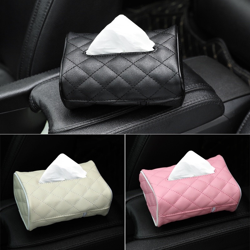 ที่ใส่ทิชชู่ในรถยนต์ กล่องใส่ทิชชู่ หนัง PU คุณภาพดี พร้อมส่ง