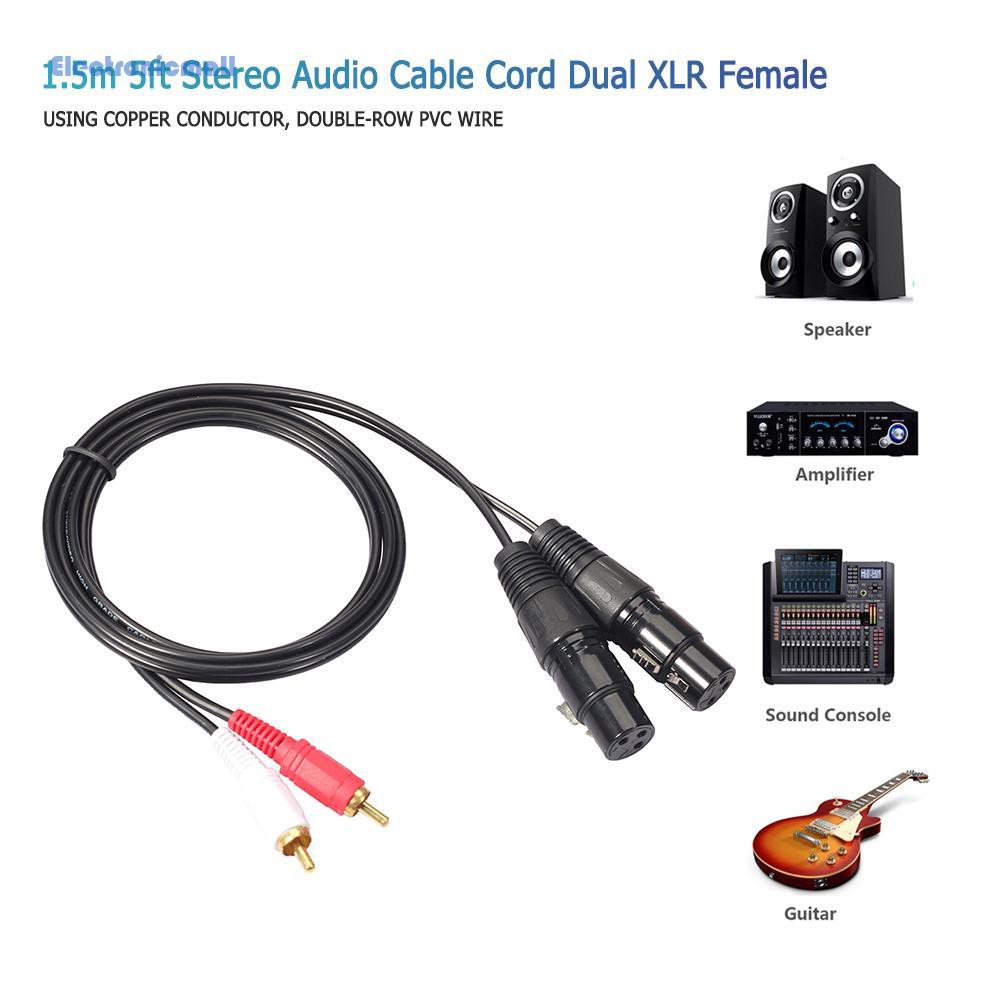 Electronicmall01 สายสัญญาณเสียงสเตอริโอ Dual Rca Male Plug To Dual Xlr ...
