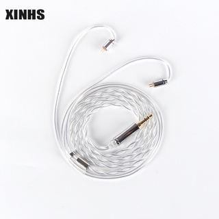 XINHS 2 Strands Single Crystal Copper Plated Silver Transparent White Cable Earphone Upgrade Headset Cable With 2.5/3.5/4.4mm Plug