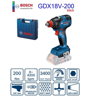 BOSCH ไขควง1/4-บล็อก1/2ไร้สาย GDX18V-200 SOLO ประกันศูนย์1ปี 06019J22L0