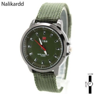 TIME Watch นาฬิกาผู้ชาย-ผู้หญิงและเด็ก สายผ้า/Nato สีเขียว ระบบเข็ม TN-A3