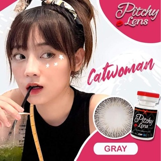 คอนแทคเลนส์ รุ่น Cat Woman / BAMBAM ยี่ห้อ Pitchylens / Pretty doll ตาโต สีเทา มีค่าสายตา