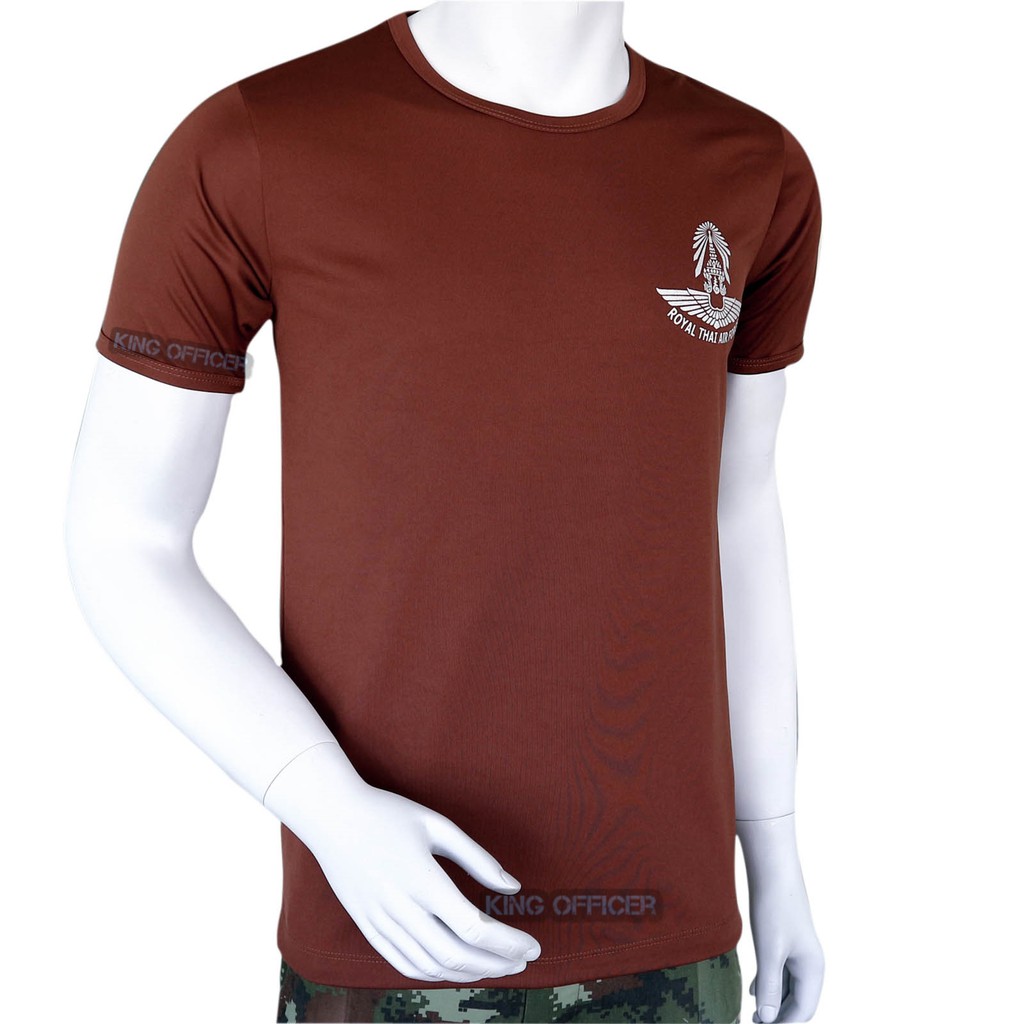 เสื้อซับใน ทหารอากาศ ทอ. สีน้ำตาล คอกลม สกรีนบรอนซ์เงิน (แบรนด์ King Officer A261) - รูปที่ 2