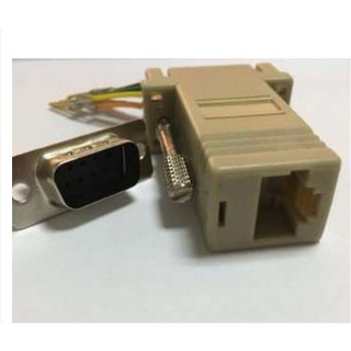 RS232 D-Sub 9pin M Extender to Lan Cat5 Cat5e RJ45 Ethernet Female Adapter (Beige)