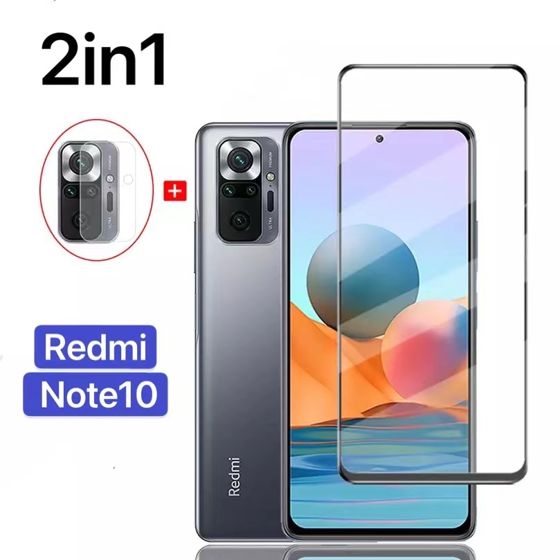 ฟิล์มสำหรับ Xiaomi Redmi Note10 4G/5G กันรอย กันกระแทก ได้แป็นชุด2in1 ฟิล์ม เลนส์กล้อง ฟิล์มกระจกเต็มจอ ฟิล์มกระจกกันรอย
