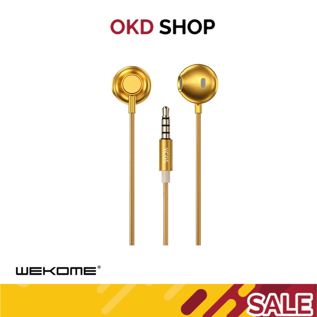 WEKOME หูฟัง รุ่น YC05 Music In Ear Wired Earphone หูฟังสมอลทอร์ค สีทองสวย สำหรับ AUX 3.5 mm.