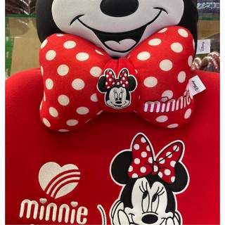 ผ้า หมอนรองคอในรถ ลาย#minnie mouse ลาย#มินนี่เม้าส์ /แพ๊คคู่ ลิขสิทธิ์แท้