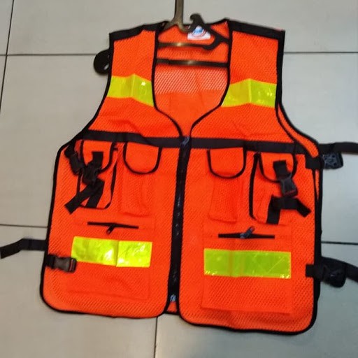 NET VEST พร้อม 6 กระเป๋า ORANGE SAFETY VEST