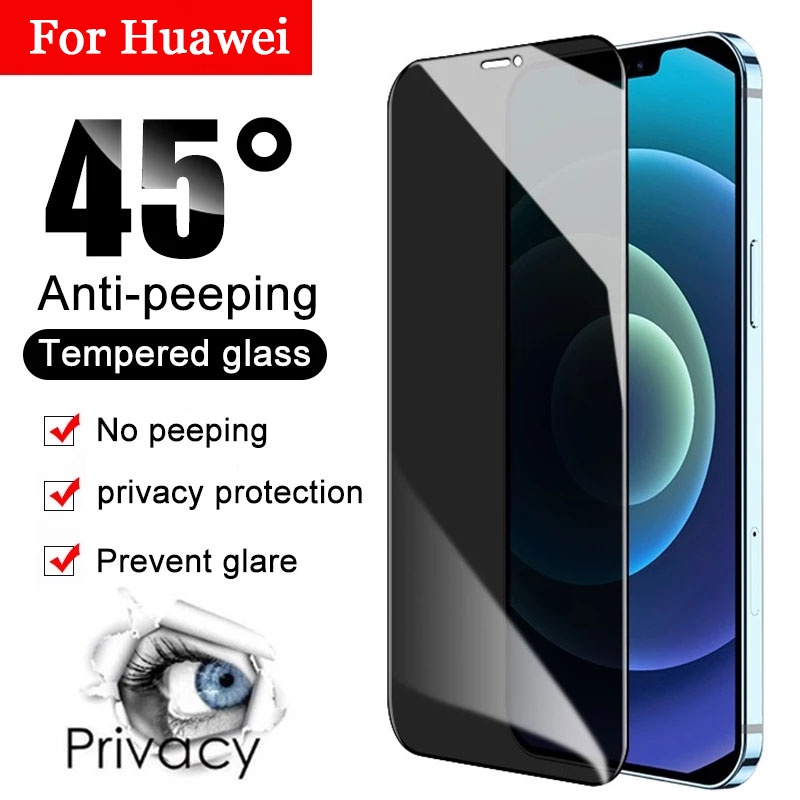Full Privacy Tempered Glass Anti-Spy Screen Protector For Huawei P30 Lite Nova 5T 3i 7i 7 SE Y7 Y9 Prime 2019 Y9S Y6S Y6P Y7P Honor 8X