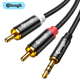 Elough Aux 3.5mm แจ็ค To 2RCA Male อะแดปเตอร์แยกสายเคเบิ้ลเสียงสําหรับลําโพง