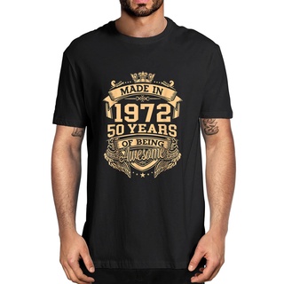 T-shirt  เสื้อยืด พิมพ์ลาย Made In 1972 50 Years Of Being Awesome 50Th สไตล์สตรีท สําหรับผู้ชาย ไซซ์ Xs 5XLS-5XL