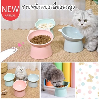 CatHoliday ชามหน้าแมวเดี่ยวยกสูง ชามอาหารแมว ชามอาหารสัตว์เลี้ยง