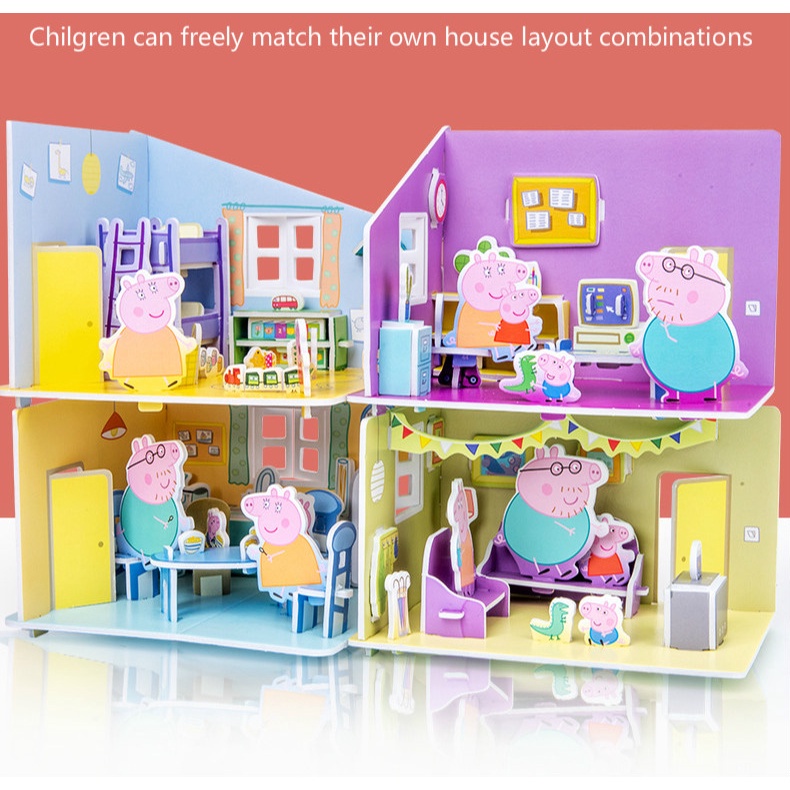จิ๊กซอว์ 3 มิติบ้าน Peppa Pig ของเล่นเสริมการเรียนรู้สําหรับเด็ก