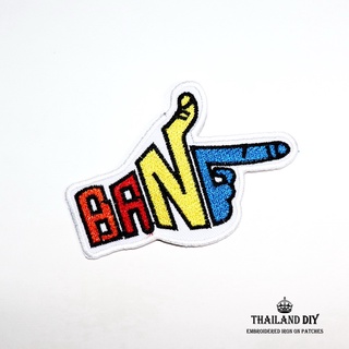 ตัวรีดติดเสื้อ งานปัก คำ สแลง BANG แนววัยรุ่น เท่ๆ การ์ตูน ปืน มือปืน ตลก Funny Joke Patch wop DIY ตัวรีด อาร์มติดเสื้อ