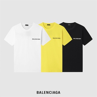 [S-5XL]Balenc&amp;a เสื้อยืดแขนสั้น ผ้าฝ้าย พิมพ์ลายตัวอักษร พลัสไซซ์ สําหรับผู้ชายและผู้หญิง