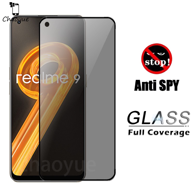 ฟิล์มกระจก เต็มจอ สำหรับ กันมองกันเสือก 9H รุ่น Realme 14 14T 14x 13 13+ 12 12+ 11 11x 10 9 8 7 6 5 