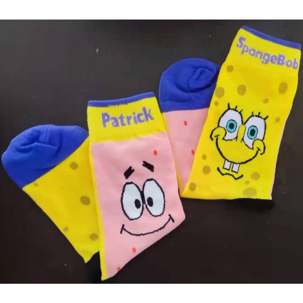 ถุงเท้ากีฬา พิมพ์ลาย SpongeBob SquarePants แฟชั่นคู่รัก สําหรับผู้ชาย และผู้หญิง