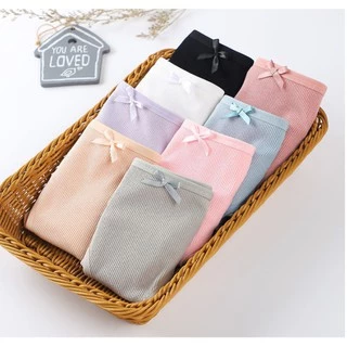 สินค้าพร้อมส่างจากไทย💥LoveIs Bra💥 (N470) กางเกงในผ้าร่องสีพาสเทลแต่งโบว์ สินค้าคุณภาพดี น่ารัก นุ่มสบาย