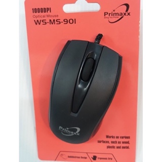 Primaxx WS-MS-901 MOUSE Optical USB (เมาส์มีสาย)มีน้ำหนักเบาทำให้สามารถใช้งานได้เป็นเวลานานๆ