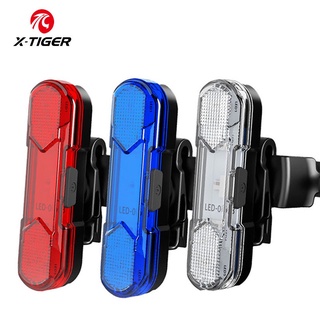 X-TIGER ไฟท้ายจักรยาน กันน้ำ USB 3 สี สี่แสงโหมดไฟเตือนกลางคืนไฟจักรยาน