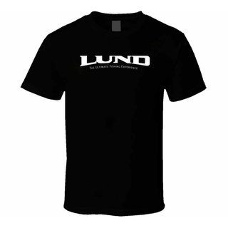 เสื้อยืดสีขาวLund เสื้อยืดลําลอง แขนสั้น พิมพ์ลายโลโก้ตกปลา power boats สําหรับผู้ชาย ส่งฟรีS-4XL