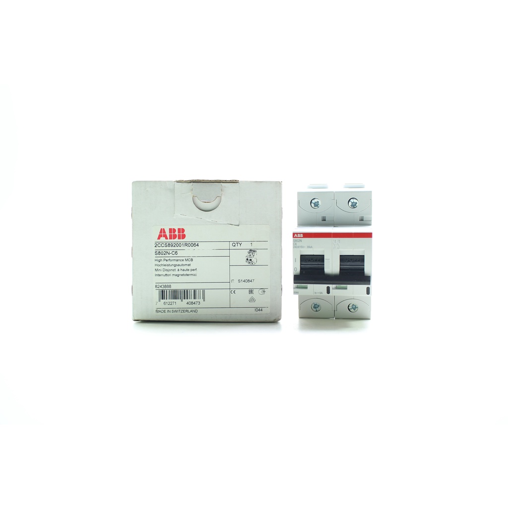 S802N-C6 ABB MCB เซอร์กิตเบรกเกอร์ ABB รุ่น S802N-C6 2P 6A 2CCS892001R0064