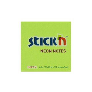 กระดาษโน้ตกาวในตัว ชนิดกาวหัว STICKN #21167 ขนาด 3x3 นิ้ว สีเขียวนีออน (PC)