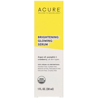 Acure Brightening Glowing Serum 1 oz (30 ml)