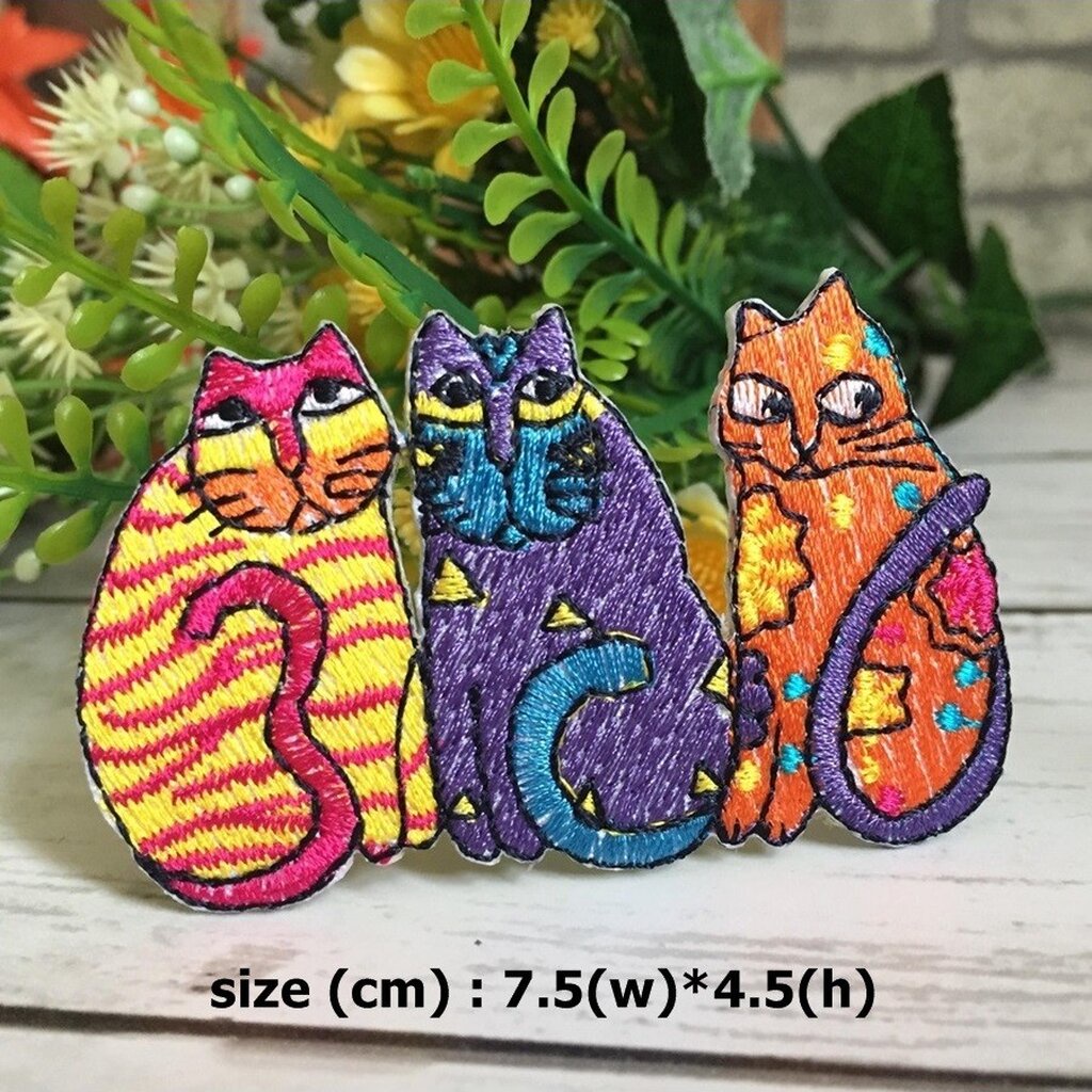 แมว การ์ตูน ตัวรีดติดเสื้อ อาร์มรีด อาร์มปัก ตกแต่งเสื้อผ้า หมวก กระเป๋า แจ๊คเก็ตยีนส์ Cute Creature Embroidered Iron...