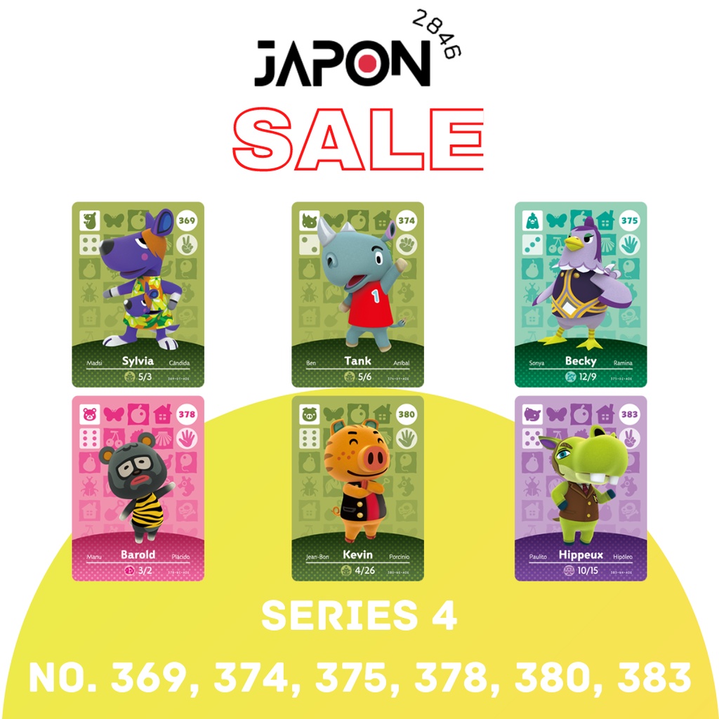 Animal Crossing Amiibo cards ของแท้ Series 4 No. 369, 374, 375, 378, 380, 383