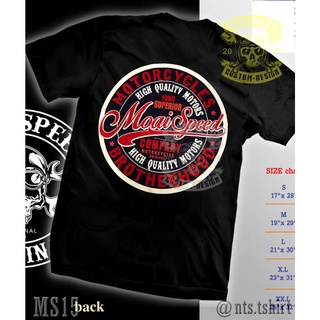 MS 15 Motorcycles Brotherhood เสื้อยืด สีดำ เสื้อไบค์เกอร์ รถแข่ง Moai Speed T-Shirt ผ้าคอตตอน สกรีนลาย S M L XL XXL