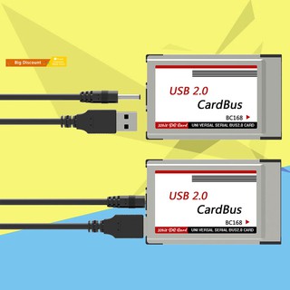 Pst_อะแดปเตอร์แปลงการ์ด PCMCIA เป็น USB 2.0 2 พอร์ต สําหรับแล็ปท็อป PCI Express