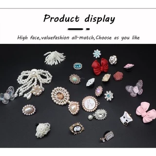 จี้ไข่มุก พลอยเทียม เครื่องประดับ สําหรับรองเท้าผ้าใบ เชือกผูกรองเท้า DIY