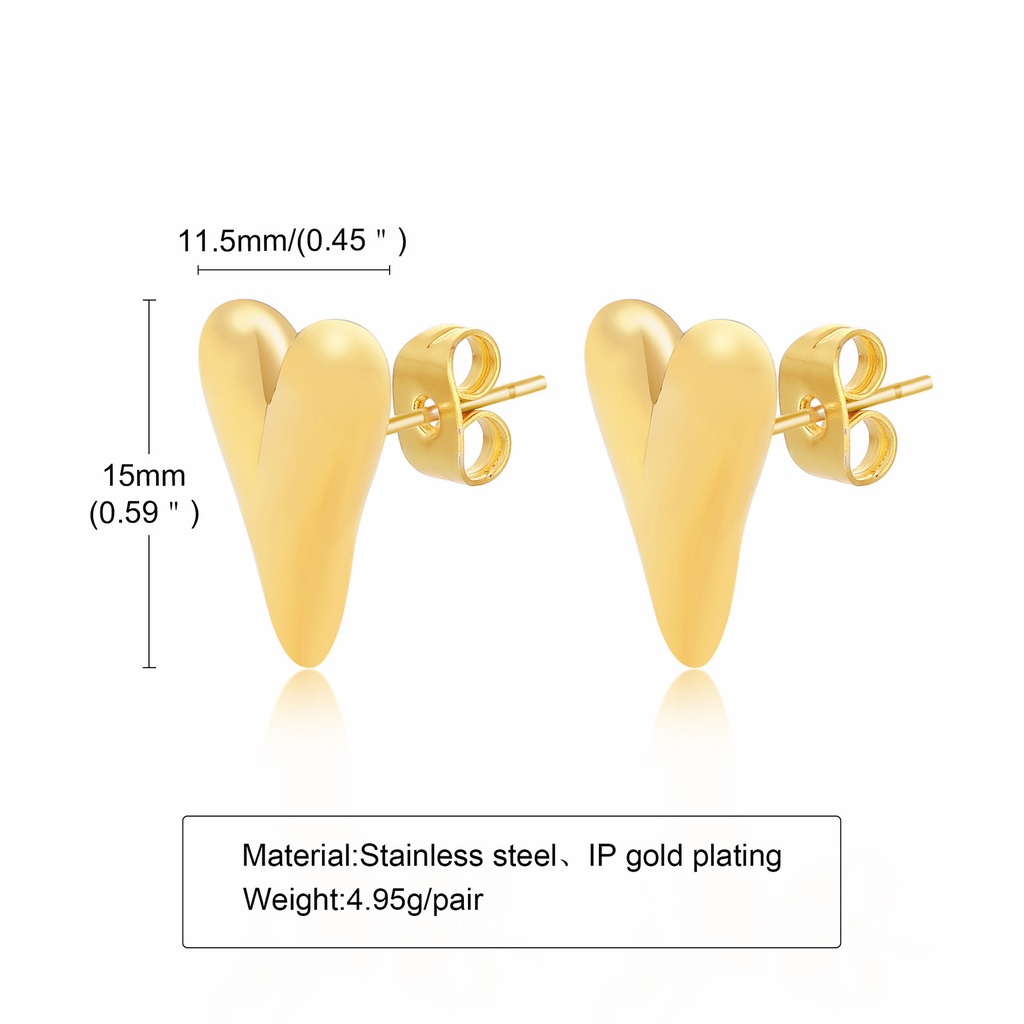 Vnox حلق قلب ستانلس مطلي ذهب — صورة 4