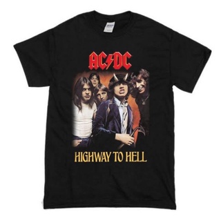 เสื้อยืดสีขาวเสื้อยืด ลาย Acdc BAND Highway To HellS-4XL