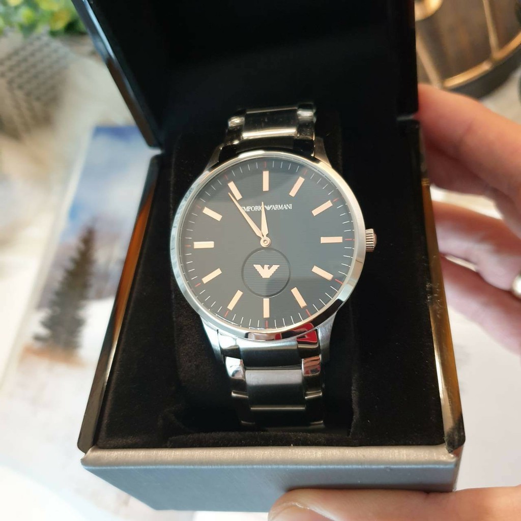 นาฬิกาอาร์มานี่ Emporio Armani Men's Quartz Watch, Analog Display and Stainless Steel Strap หน้าปัด Size 43 mm