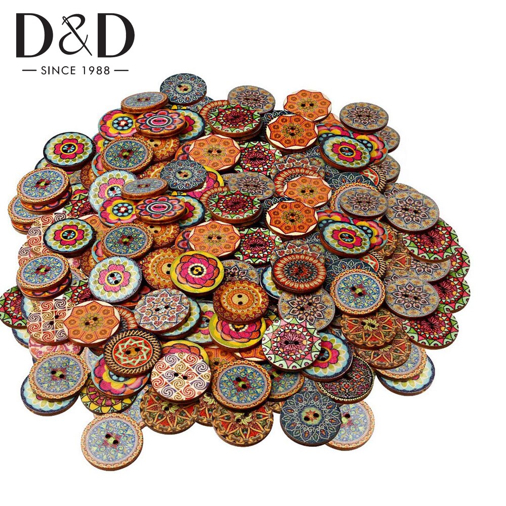 กระดุมไม้ 2 รู 15 มม. สไตล์วินเทจ สําหรับเย็บผ้า งานฝีมือ DIY 50 ชิ้น