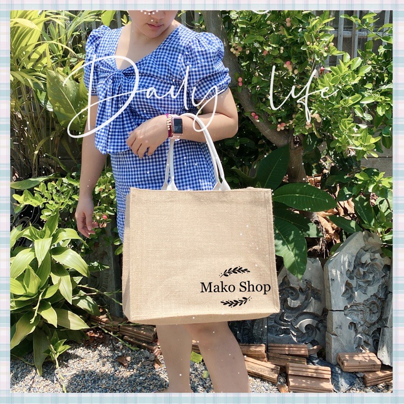 กระเป๋าผ้ากระสอบเคลือบ สีขาว  ,กันน้ำ100% ไม่เสียทรง ราคาถูกที่สุด ส่งไวที่สุด กว้าง37.5cm ยาว30cm หนา15cm