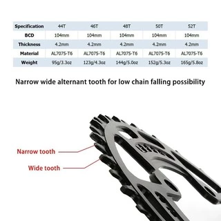 ใบจานจักรยาน ใบจานหน้าจักรยาน ใบจานเดี่ยวเสือภูเขา DECKAS BCD104 Chainring Aluminum Alloy 7075