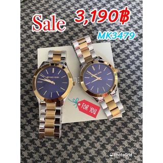 MK3479.  42 mm. Womens Slim Runway Two-Tone Watch MK3479 สีทูโทน หน้าปัดสีน้ำเงินสวยมาก ลดล้างสต็อค ขายราคาขาดทุนค่ะ