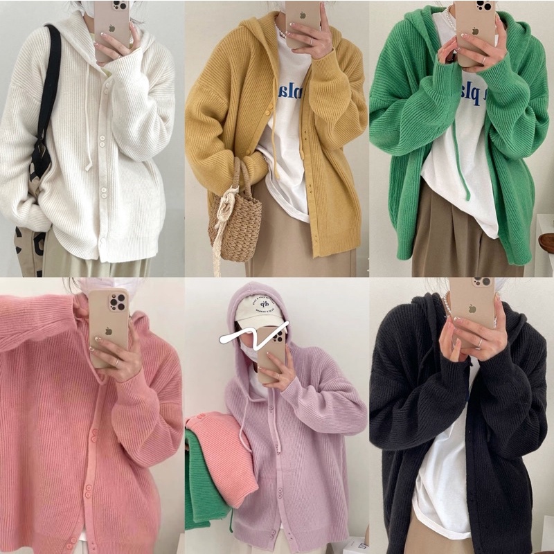 Somedays_closet l พร้อมส่ง Lolipop cardigan คาร์ดิแกนไหมพรมมีฮู้ด ผ้านุ่มมากกกก